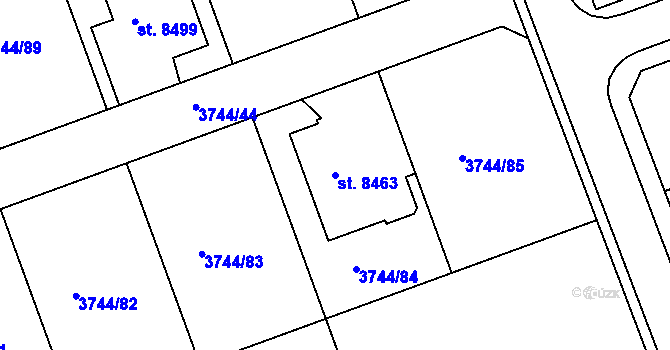 Parcela st. 8463 v KÚ Kroměříž, Katastrální mapa