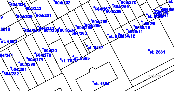 Parcela st. 8517 v KÚ Kroměříž, Katastrální mapa