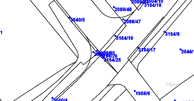 Parcela st. 2089/95 v KÚ Kroměříž, Katastrální mapa