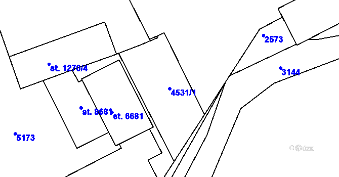 Parcela st. 4531/1 v KÚ Kroměříž, Katastrální mapa
