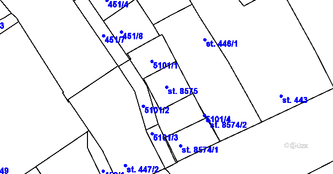 Parcela st. 8575 v KÚ Kroměříž, Katastrální mapa