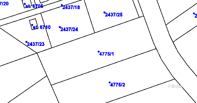 Parcela st. 4775/1 v KÚ Kroměříž, Katastrální mapa