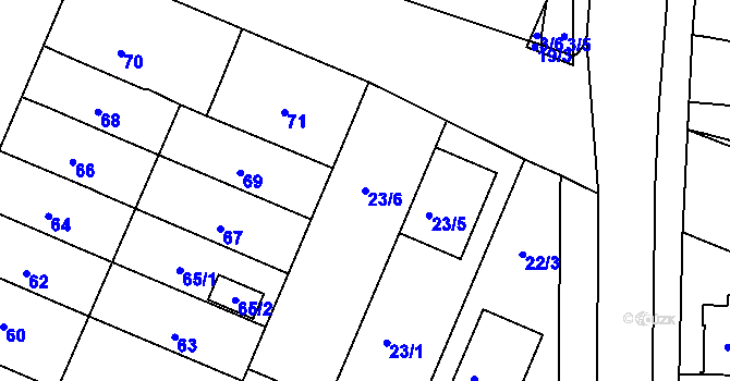 Parcela st. 23/6 v KÚ Vážany u Kroměříže, Katastrální mapa