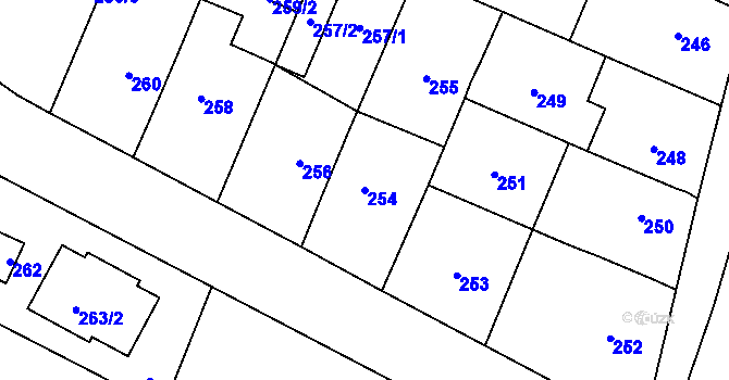 Parcela st. 254 v KÚ Vážany u Kroměříže, Katastrální mapa