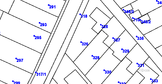Parcela st. 326 v KÚ Vážany u Kroměříže, Katastrální mapa