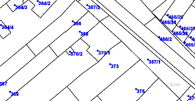 Parcela st. 370/1 v KÚ Vážany u Kroměříže, Katastrální mapa