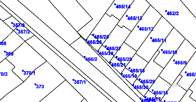 Parcela st. 465/28 v KÚ Vážany u Kroměříže, Katastrální mapa