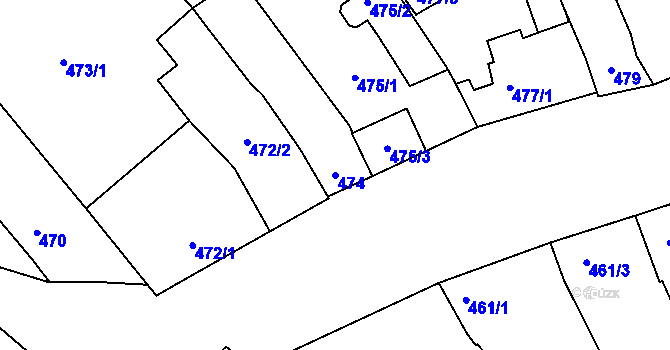 Parcela st. 474 v KÚ Vážany u Kroměříže, Katastrální mapa