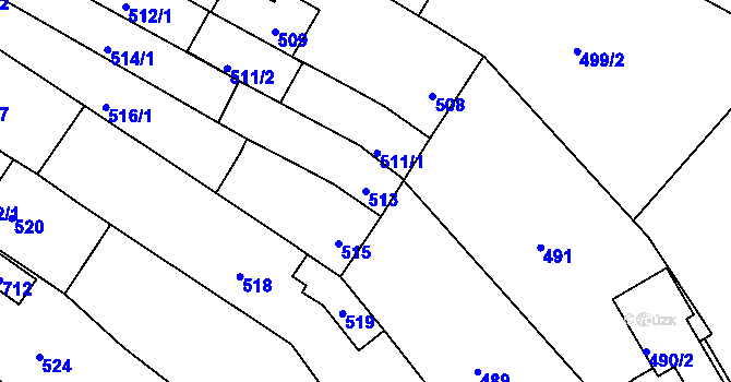 Parcela st. 513 v KÚ Vážany u Kroměříže, Katastrální mapa