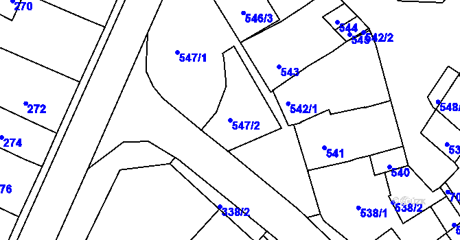 Parcela st. 547/2 v KÚ Vážany u Kroměříže, Katastrální mapa