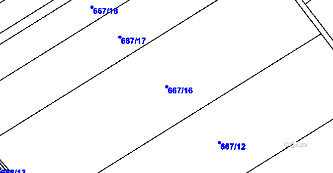 Parcela st. 667/16 v KÚ Vážany u Kroměříže, Katastrální mapa