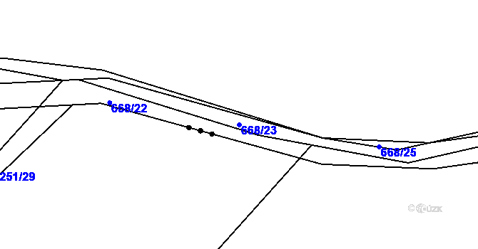 Parcela st. 668/23 v KÚ Vážany u Kroměříže, Katastrální mapa