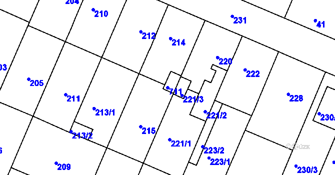 Parcela st. 711 v KÚ Vážany u Kroměříže, Katastrální mapa