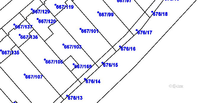 Parcela st. 667/102 v KÚ Vážany u Kroměříže, Katastrální mapa