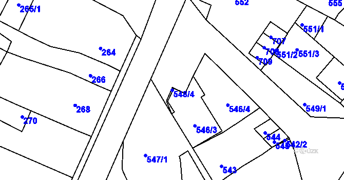Parcela st. 548/4 v KÚ Vážany u Kroměříže, Katastrální mapa