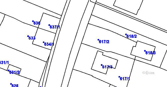 Parcela st. 617/6 v KÚ Vážany u Kroměříže, Katastrální mapa