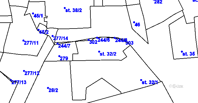 Parcela st. 32/2 v KÚ Kotojedy, Katastrální mapa