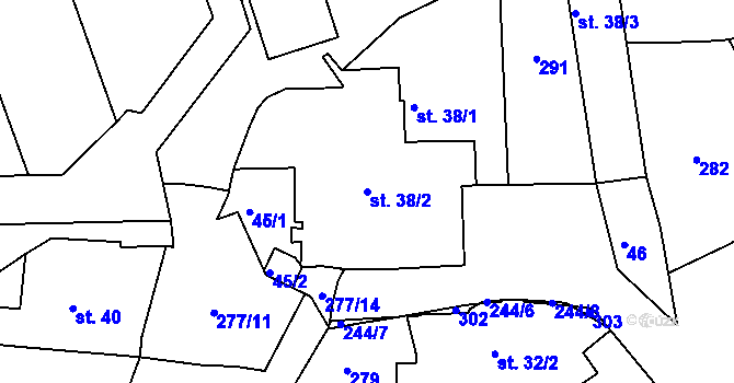 Parcela st. 38/2 v KÚ Kotojedy, Katastrální mapa