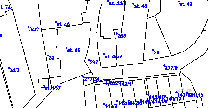 Parcela st. 44/2 v KÚ Kotojedy, Katastrální mapa