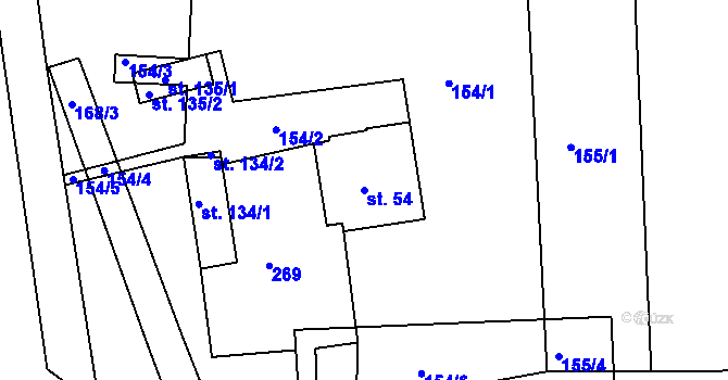 Parcela st. 54 v KÚ Kotojedy, Katastrální mapa