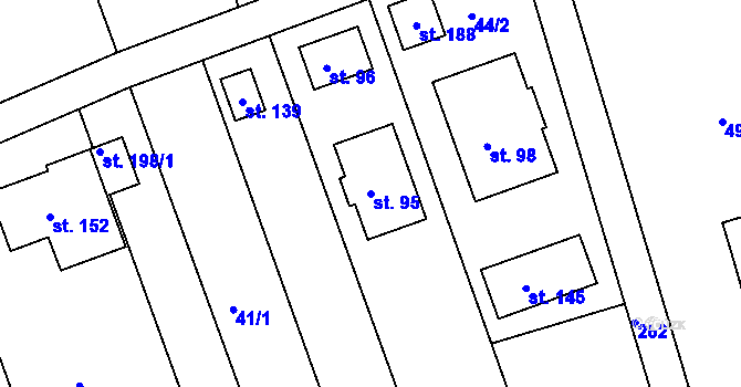 Parcela st. 95 v KÚ Kotojedy, Katastrální mapa