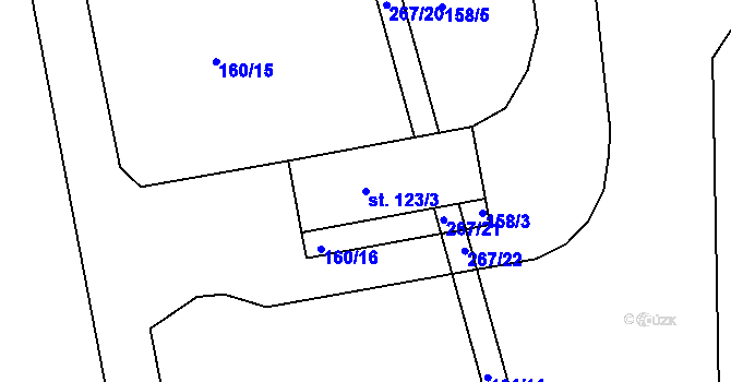 Parcela st. 123/3 v KÚ Kotojedy, Katastrální mapa