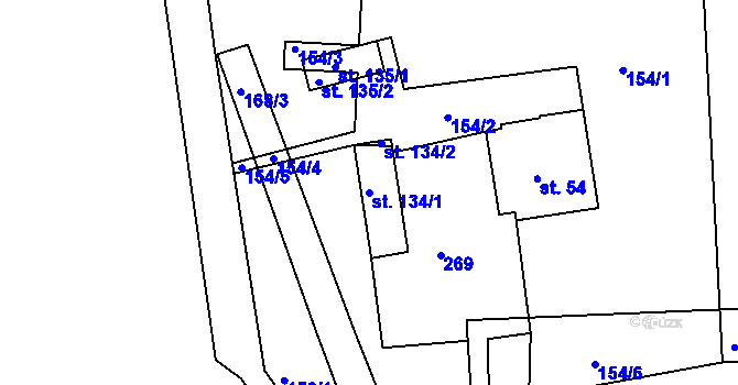 Parcela st. 134/1 v KÚ Kotojedy, Katastrální mapa