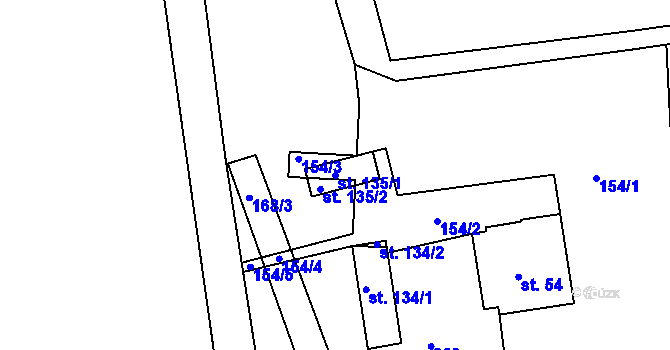Parcela st. 135/1 v KÚ Kotojedy, Katastrální mapa