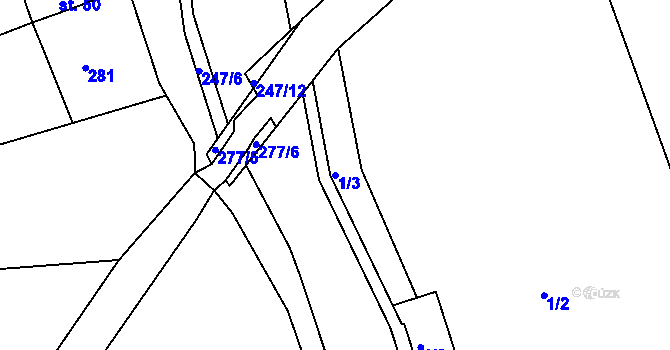 Parcela st. 1/3 v KÚ Kotojedy, Katastrální mapa