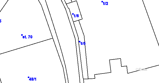 Parcela st. 1/5 v KÚ Kotojedy, Katastrální mapa