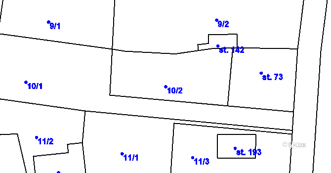 Parcela st. 10/2 v KÚ Kotojedy, Katastrální mapa