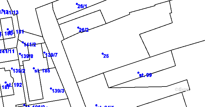 Parcela st. 25 v KÚ Kotojedy, Katastrální mapa