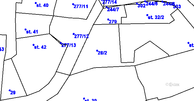 Parcela st. 28/2 v KÚ Kotojedy, Katastrální mapa