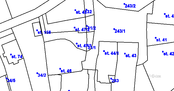 Parcela st. 31/1 v KÚ Kotojedy, Katastrální mapa