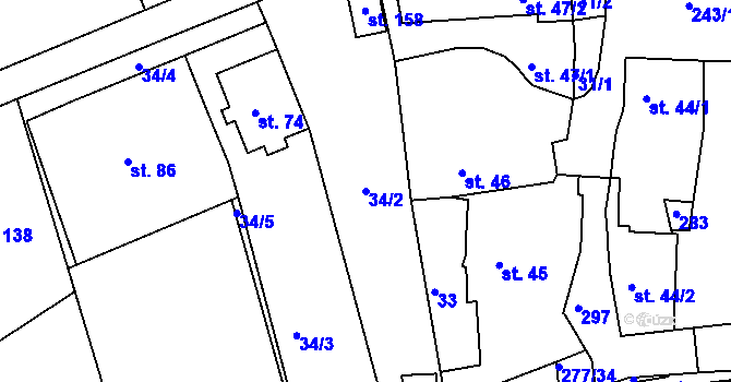 Parcela st. 34/2 v KÚ Kotojedy, Katastrální mapa