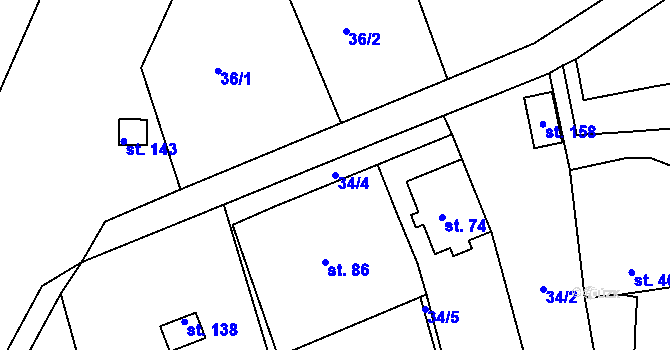 Parcela st. 34/4 v KÚ Kotojedy, Katastrální mapa