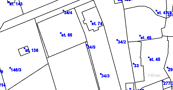 Parcela st. 34/5 v KÚ Kotojedy, Katastrální mapa