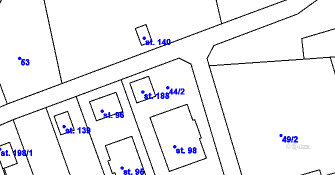 Parcela st. 44/2 v KÚ Kotojedy, Katastrální mapa