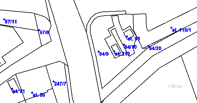 Parcela st. 64/9 v KÚ Kotojedy, Katastrální mapa