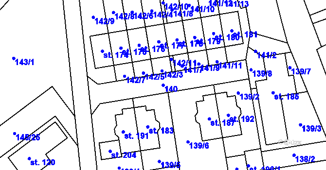 Parcela st. 140 v KÚ Kotojedy, Katastrální mapa
