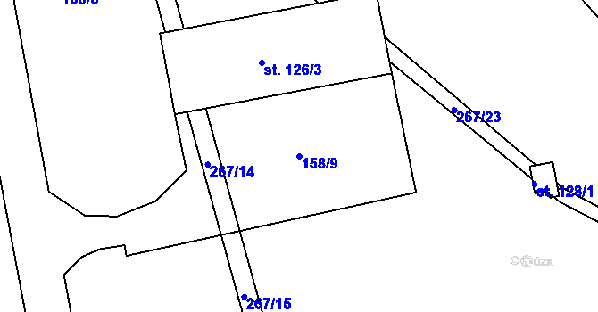 Parcela st. 158/9 v KÚ Kotojedy, Katastrální mapa