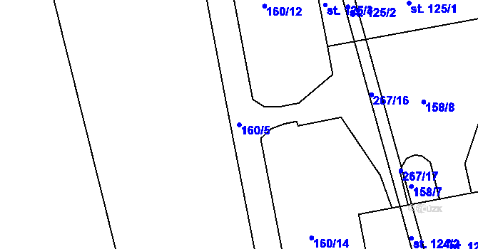 Parcela st. 160/5 v KÚ Kotojedy, Katastrální mapa