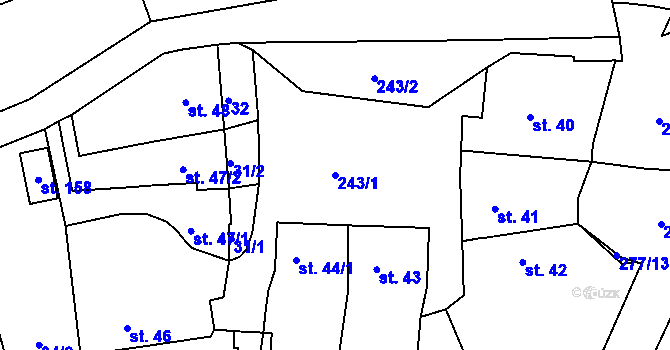 Parcela st. 243/1 v KÚ Kotojedy, Katastrální mapa