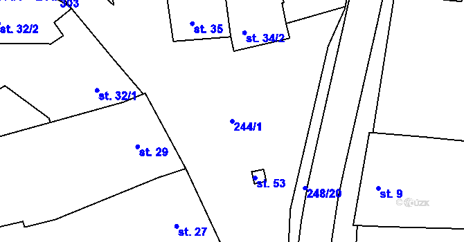 Parcela st. 244/1 v KÚ Kotojedy, Katastrální mapa