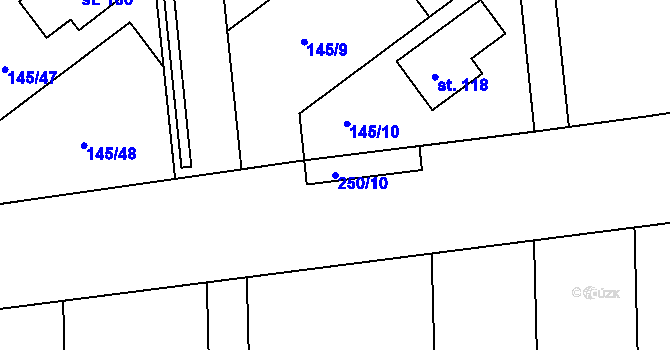 Parcela st. 250/10 v KÚ Kotojedy, Katastrální mapa