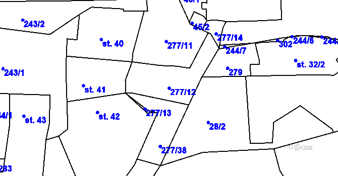 Parcela st. 277/12 v KÚ Kotojedy, Katastrální mapa