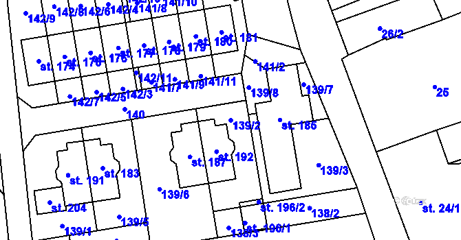 Parcela st. 139/2 v KÚ Kotojedy, Katastrální mapa