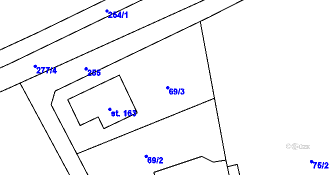 Parcela st. 69/3 v KÚ Kotojedy, Katastrální mapa