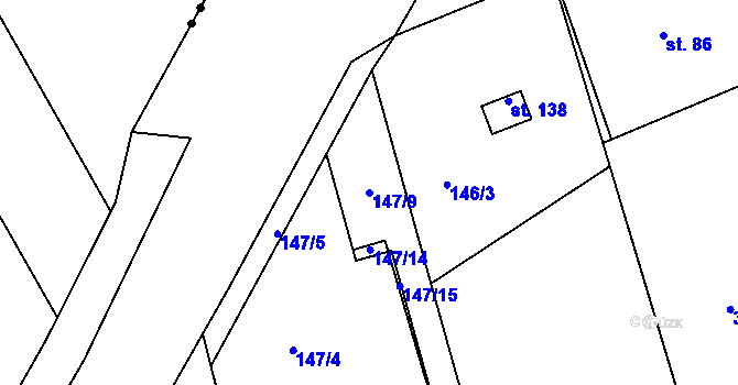 Parcela st. 147/9 v KÚ Kotojedy, Katastrální mapa