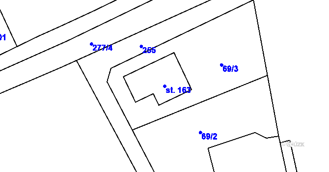 Parcela st. 163 v KÚ Kotojedy, Katastrální mapa